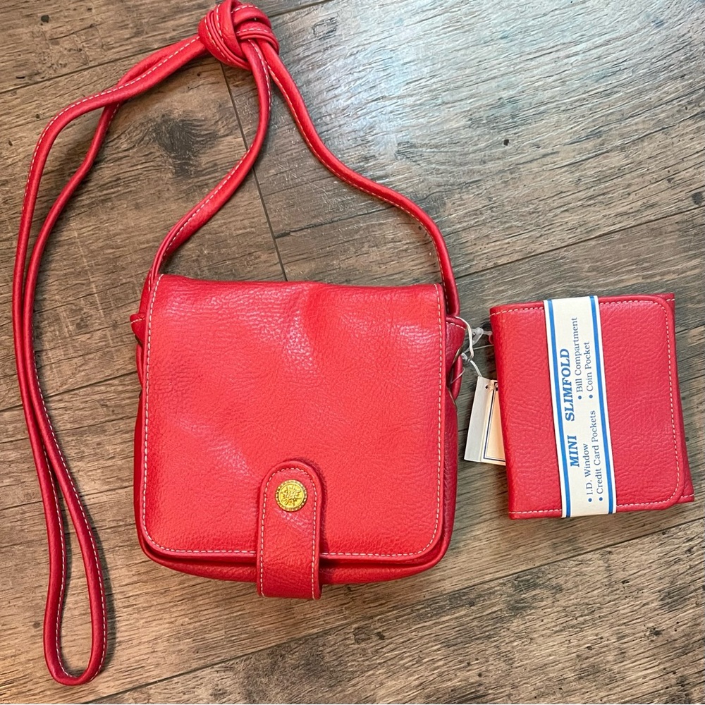 NWT Red Vintage Princess Gardner Purse and Wallet Bag Belt Duo